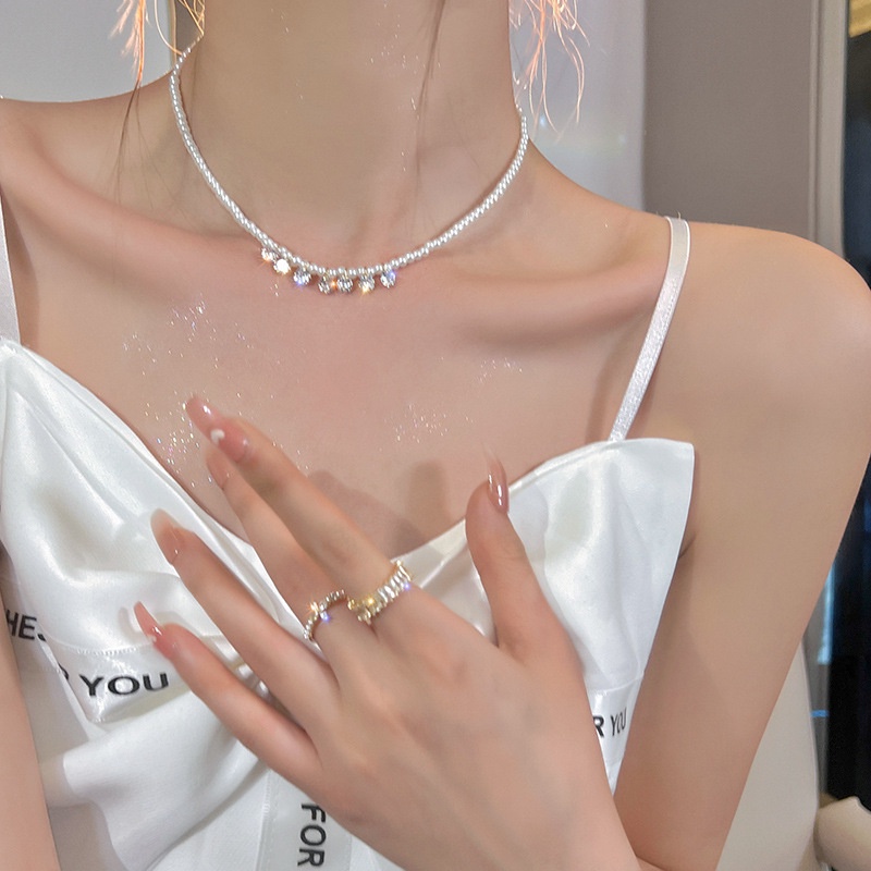 Vòng cổ Ngọc Trai zircon Ngắn Xương Quai Xanh