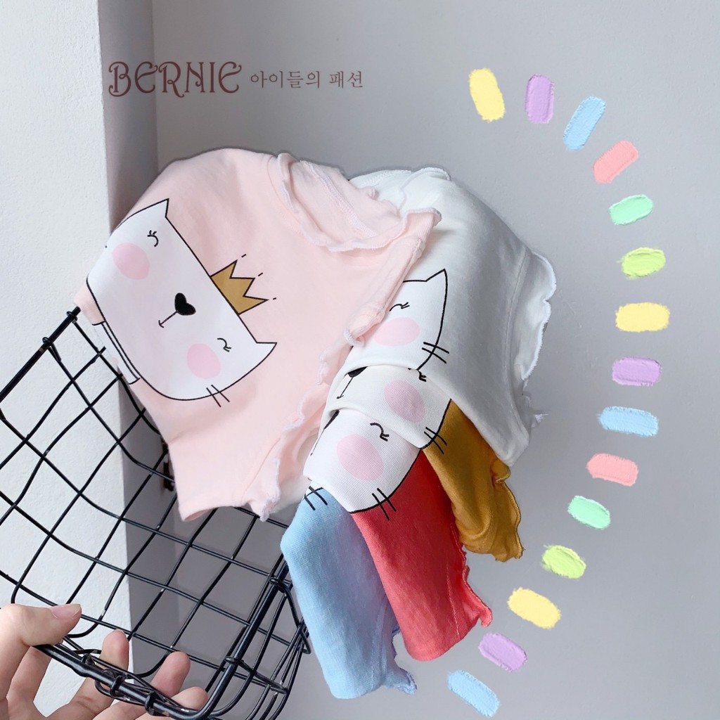 Áo cotton xước ba lỗ hoạ tiết mèo con dễ thương, áo thun cotton mát lịm