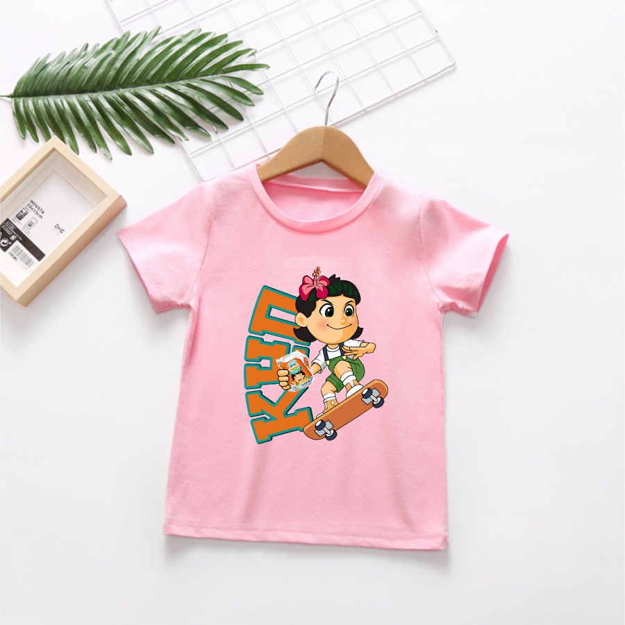 Áo thun hồng cho bé in hình sữa Kun nông dân siêu phàm cực hot cho bé trai bé gái