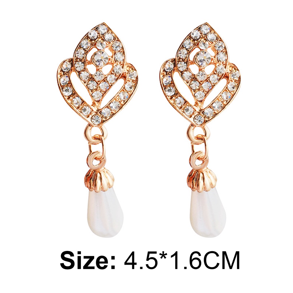Cặp khuyên tai hợp kim có đính đá quý ngọc trai nhân tạo thời trang dành cho nữ