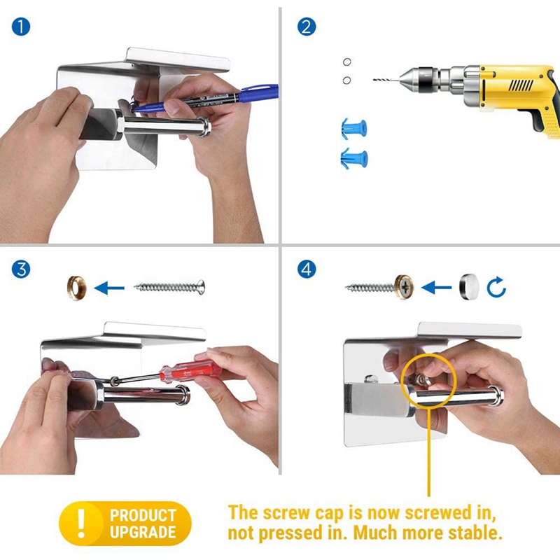 Giá Đỡ Cuộn Giấy Vệ Sinh Gắn Tường Bằng Thép Không Gỉ Tiện Dụng Cho Nhà Tắm / Nhà Bếp