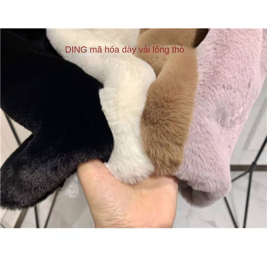 Áo khoác giả lông thỏ cổ đứng dáng rộng thời trang thu đông dành cho nữ