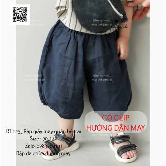 RT125_Rập giấy may quần chun gấu bé trai