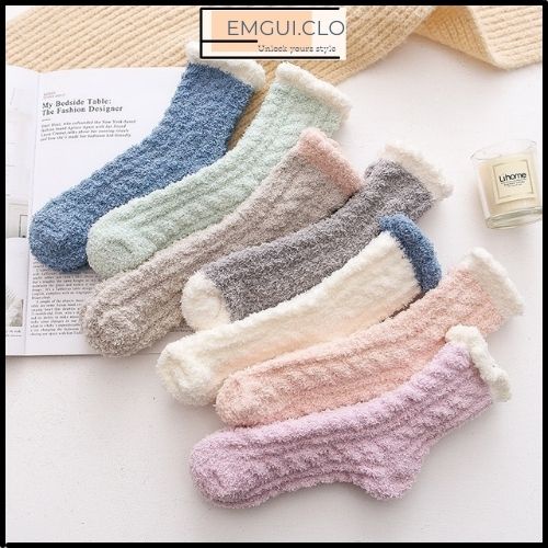 Tất cổ cao nữ, vớ cổ cao len lông cừu cổ bèo phong cách Vintage