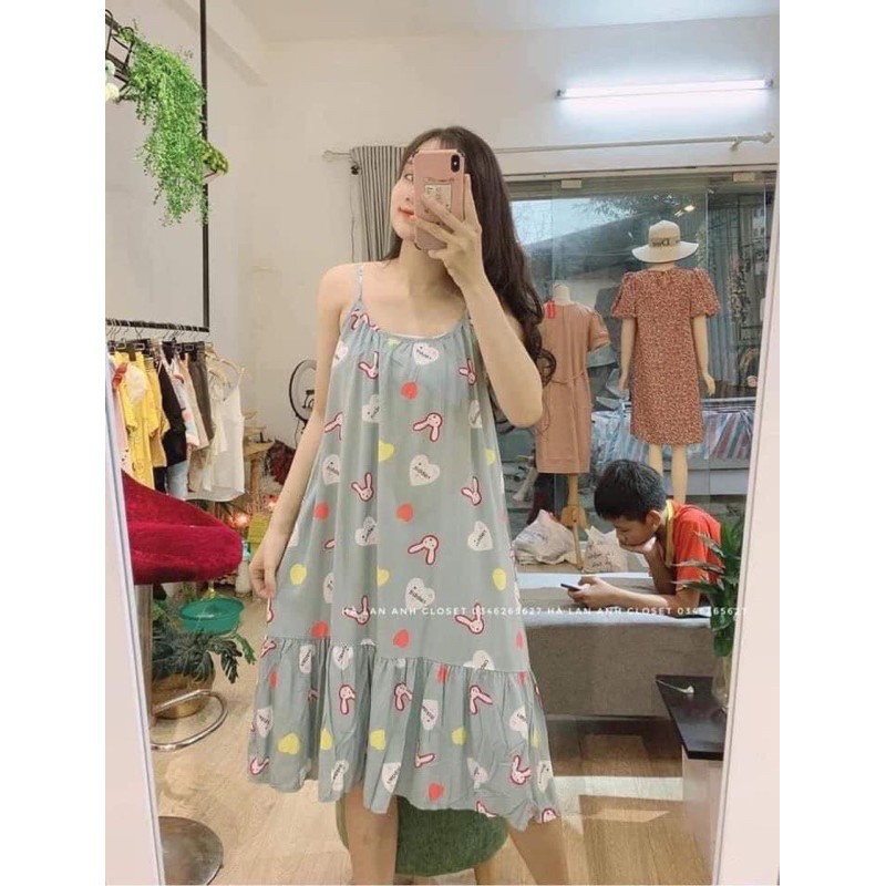váy bầu lanh hai dây chất lanh cao cấp Siêu mát siêu mềm ko nhăn (Mặc Bầu và Sau Sinh đều đc) đầm bầu mặc nhà mùa hè