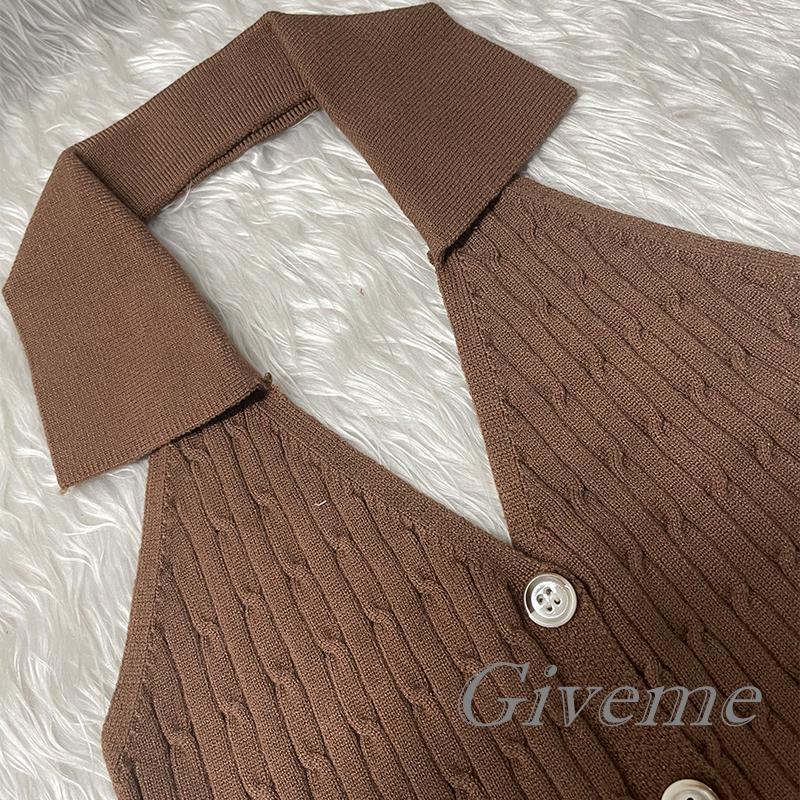 Áo Croptop Dệt Kim Hai Dây Cổ Chữ V Màu Trơn Cài Nút Thời Trang Mùa Hè Cho Bạn Gái