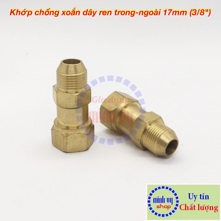 [ren 17mm] Khớp chống xoắn dây xịt của máy rửa xe áp lực cao- ren trong ren ngoài 17 mm 3/8&quot;