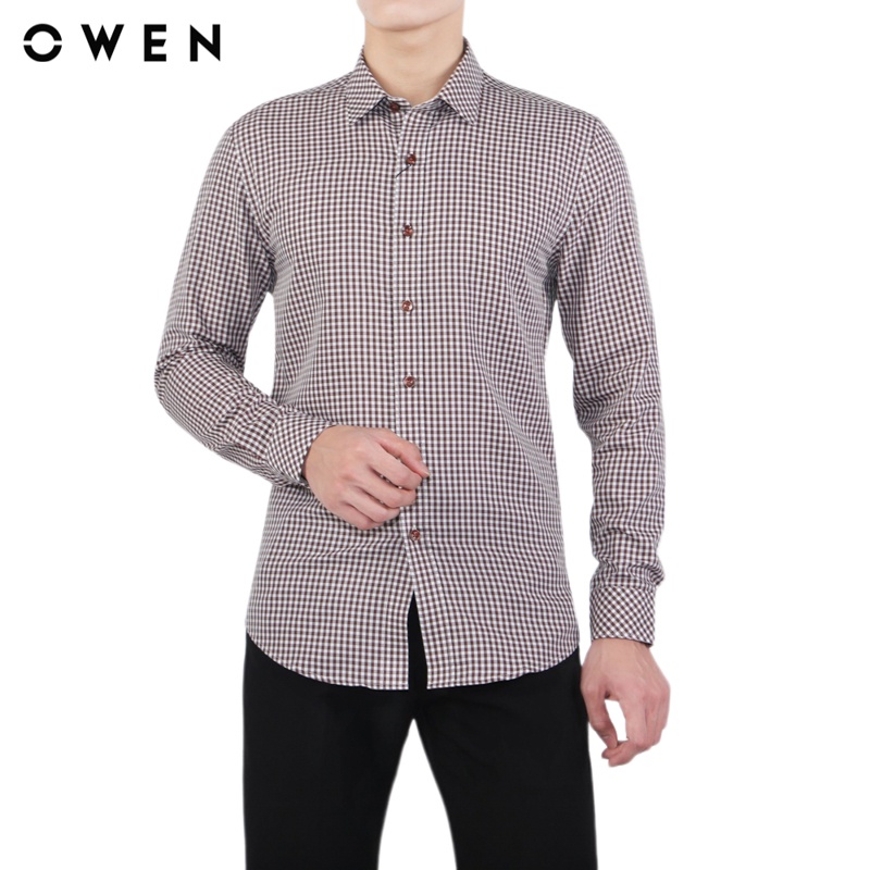 Áo sơ mi dài tay Nam Owen Bamboo Slim Fit màu Nâu trắng - AS23368D