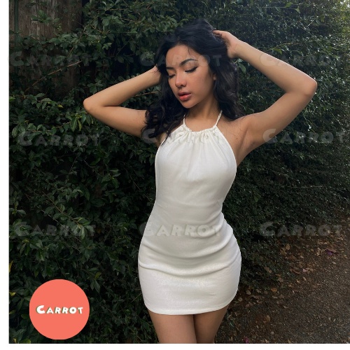 Đầm body sexy hở lưng hở eo váy ôm cổ yếm hở vai cột dây quyến rũ sang chảnh màu đen thun gân carrotxinhdep
