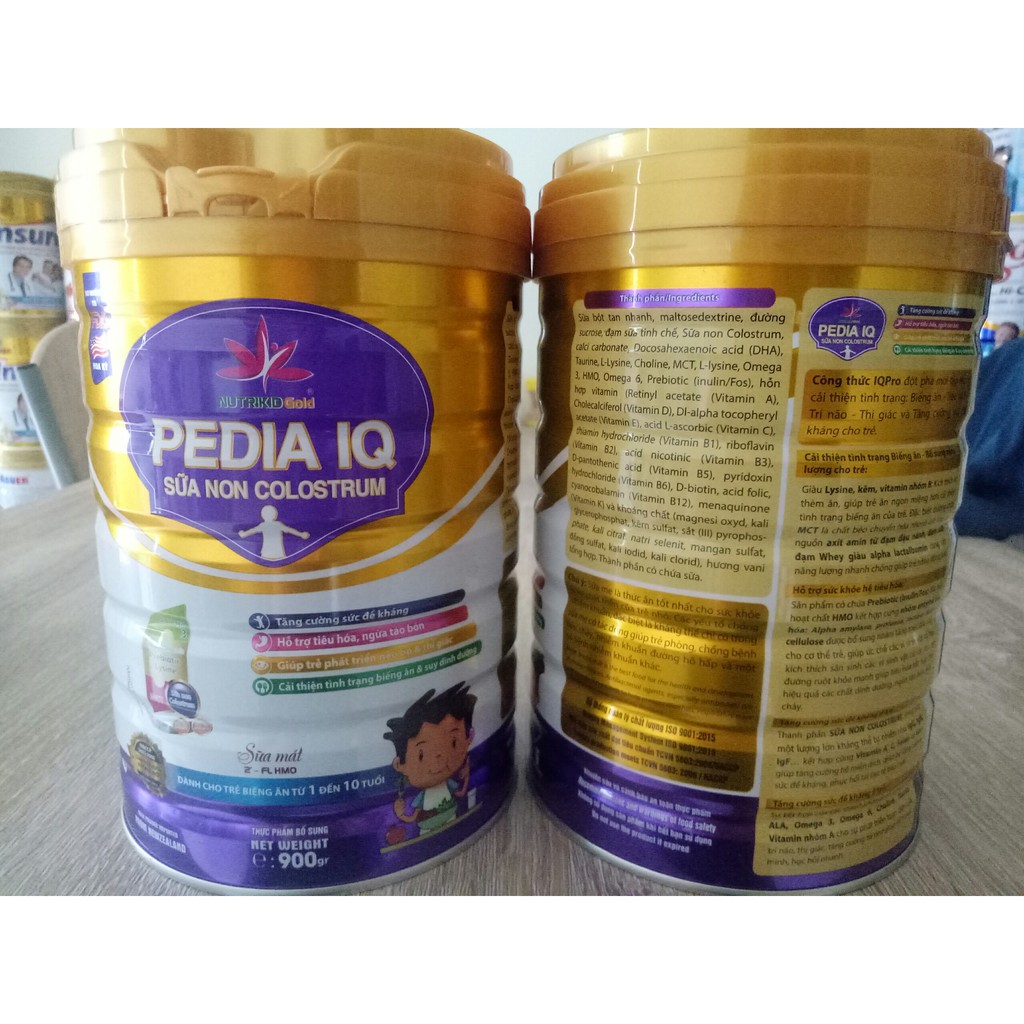 Sữa bột cho trẻ biếng ăn, tiêu hóa kém Nutrikidgold Pedia IQ 900g bổ sung Sữa Non Colostrum