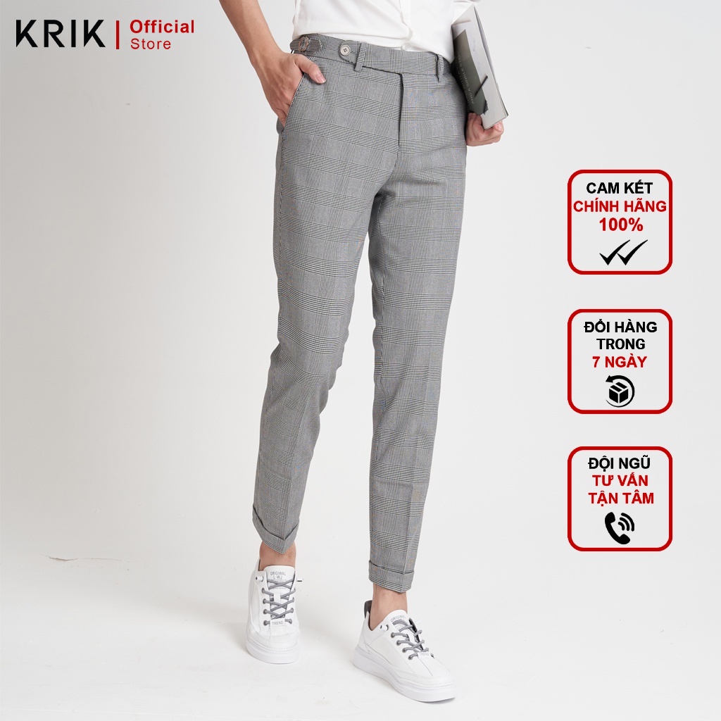 Quần Âu Nam Cao Cấp Local Brand KRIK Dáng Hàn Quốc Xắn Gấu Có Kèm Phụ Kiện QA1714 - Hàng nhập khẩu