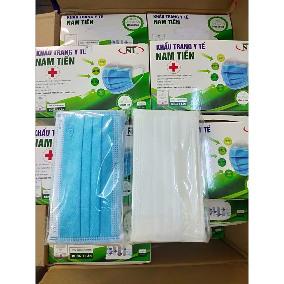 50 chiếc khẩu trang y tế kháng khuẩn 4 lớp dày dặn hàng cao cấp chính hãng Nam Tiến