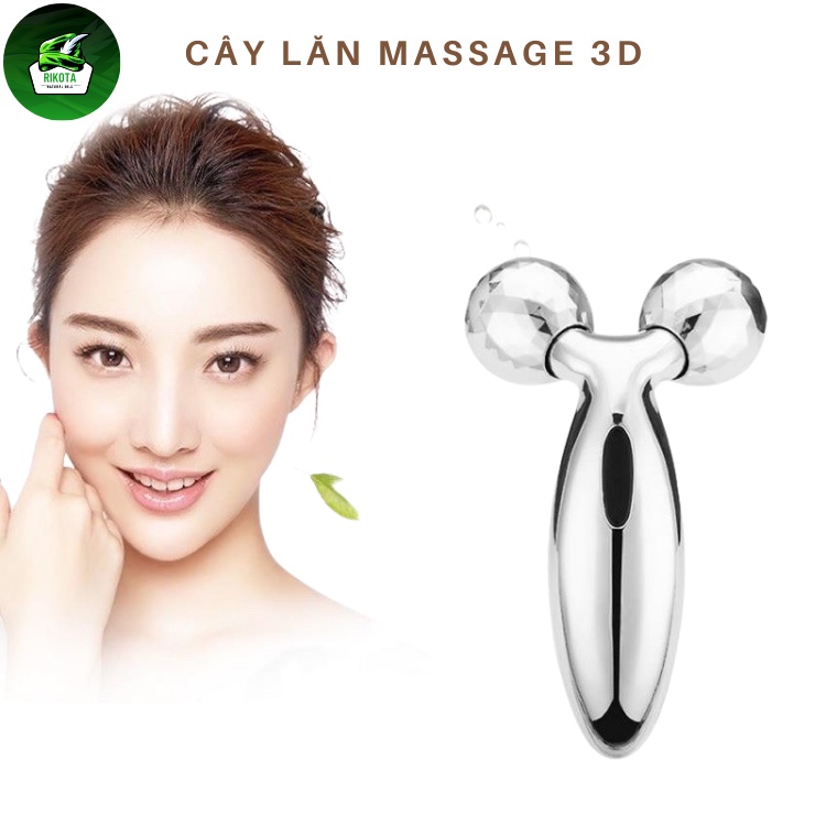 Cây Lăn Mát Xa  Mặt 3D Giúp Thon Gọn Nâng Cơ Mặt Rikota NLCLMX3D