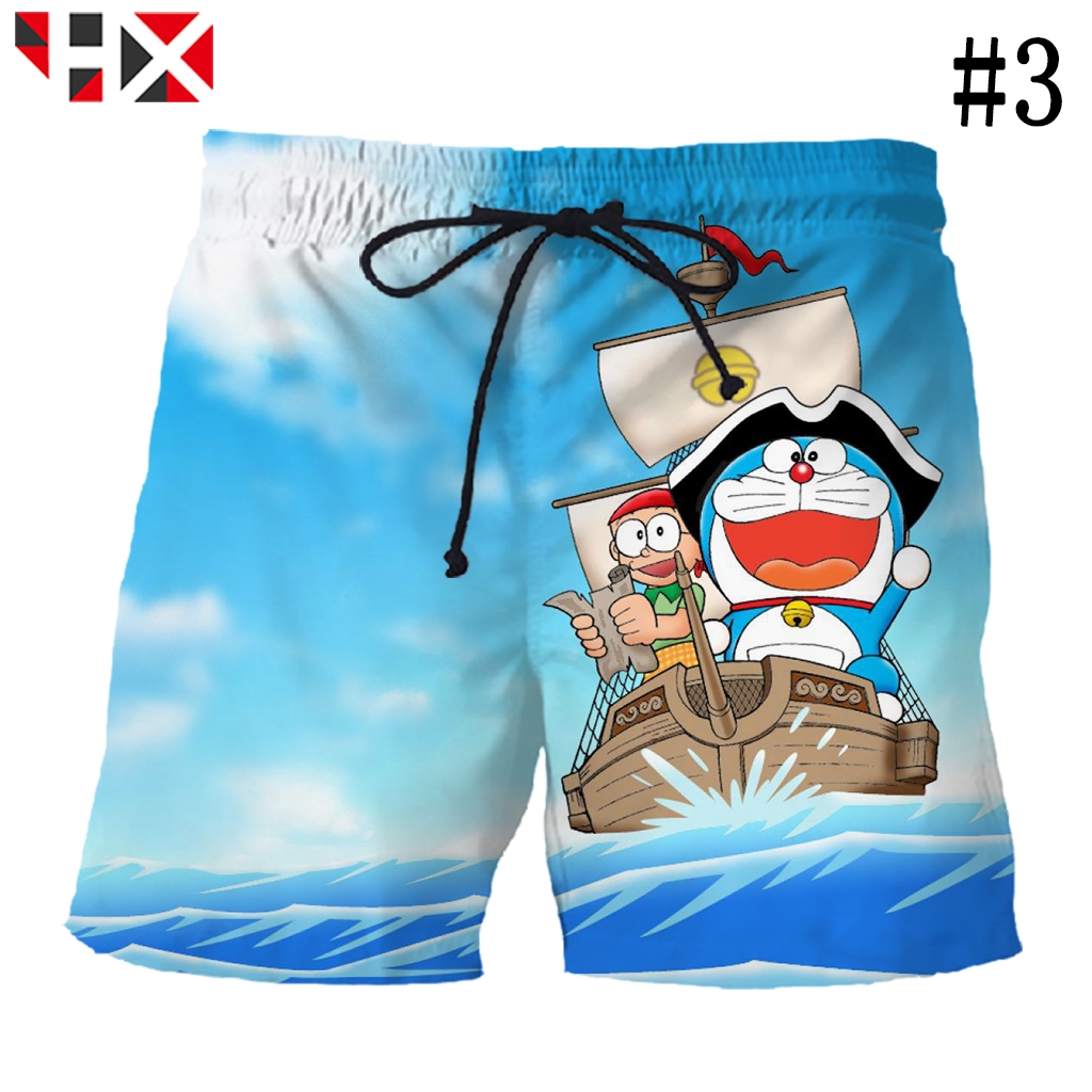 Hx Quần Short Thể Thao In Hình Doraemon 3d Thời Trang Đi Biển Cho Nam Nữ