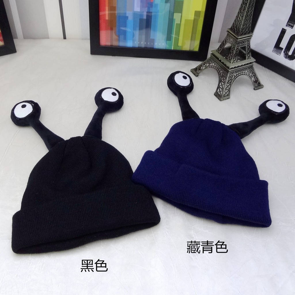 Mũ Len Dệt Kim Họa Tiết Quái Vật Hoạt Hình Phong Cách Hàn Quốc Mùa Thu Đông Xu Wen Tương Phản Cho Bé Gái