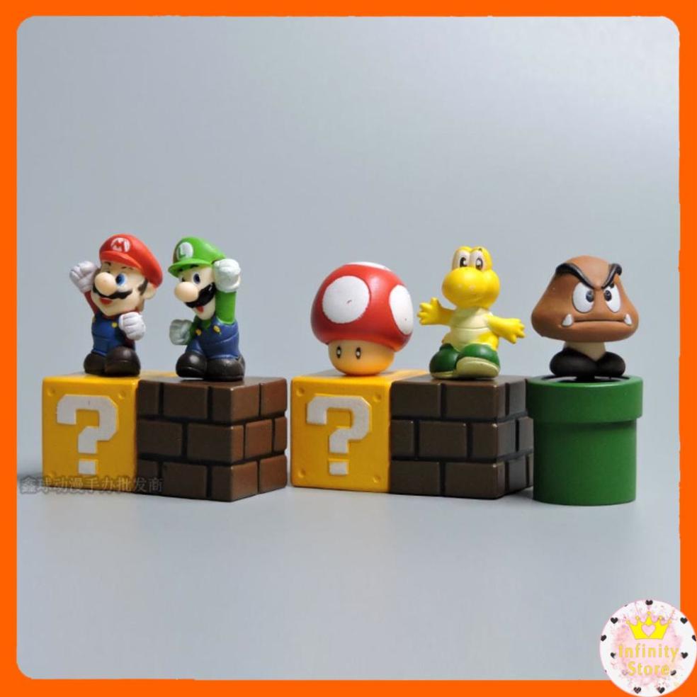 SET 5 MÔ HÌNH SUPER MARIO CHIBI 5CM INFINY DECOR