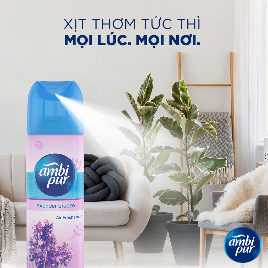 Xịt Phòng AMBIPUR Aerosol 300ML Hương Oải Hương/ Chanh/ Đại Dương/ Thuần Khiết GIÁ KM SL CÓ HẠN