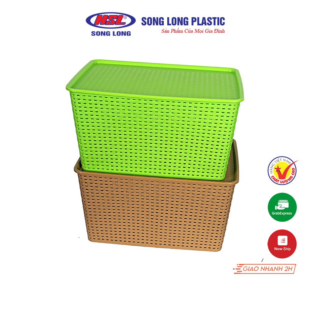 Giỏ nhựa đựng đồ có nắp Song Long Plastic đa năng tiện dụng, nhiều size( lớn:3388; trung:3387; bé:3386)