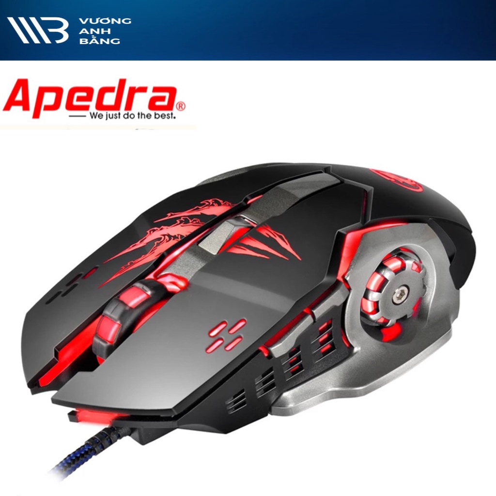 Chuột máy tính Mouse Gaming APEDRA A8 (Dây dù, Led)- Hàng Chính Hãng