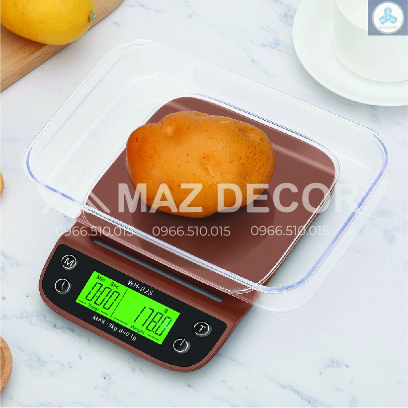 [Chính hãng giá sỉ] Cân điện tử tiểu ly độ chính xác cao trừ bì chuyên đong cà phê, làm bánh 3kg/0,1gam giá rẻ WH-B25