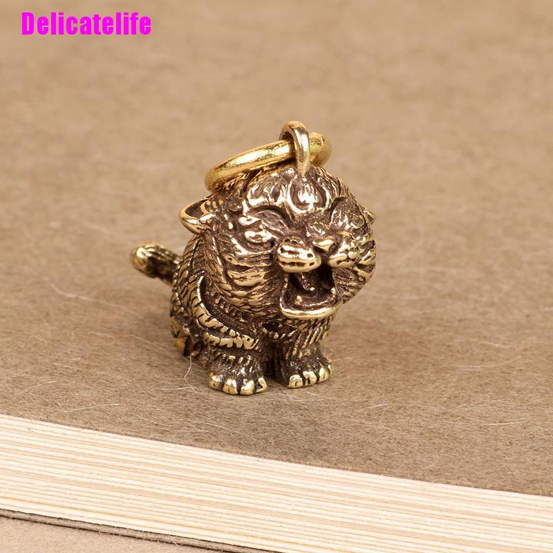 Móc khóa hình chú hổ bằng đồng thau thiết kế cổ điển sáng tạo