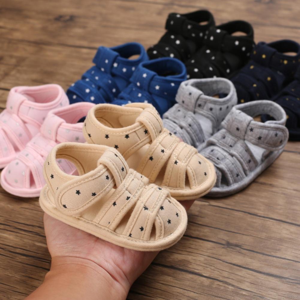 Giày sandal đế mềm chống trượt thoáng khí in hình ngôi sao năm cánh cho bé 0-18 tháng tuổi