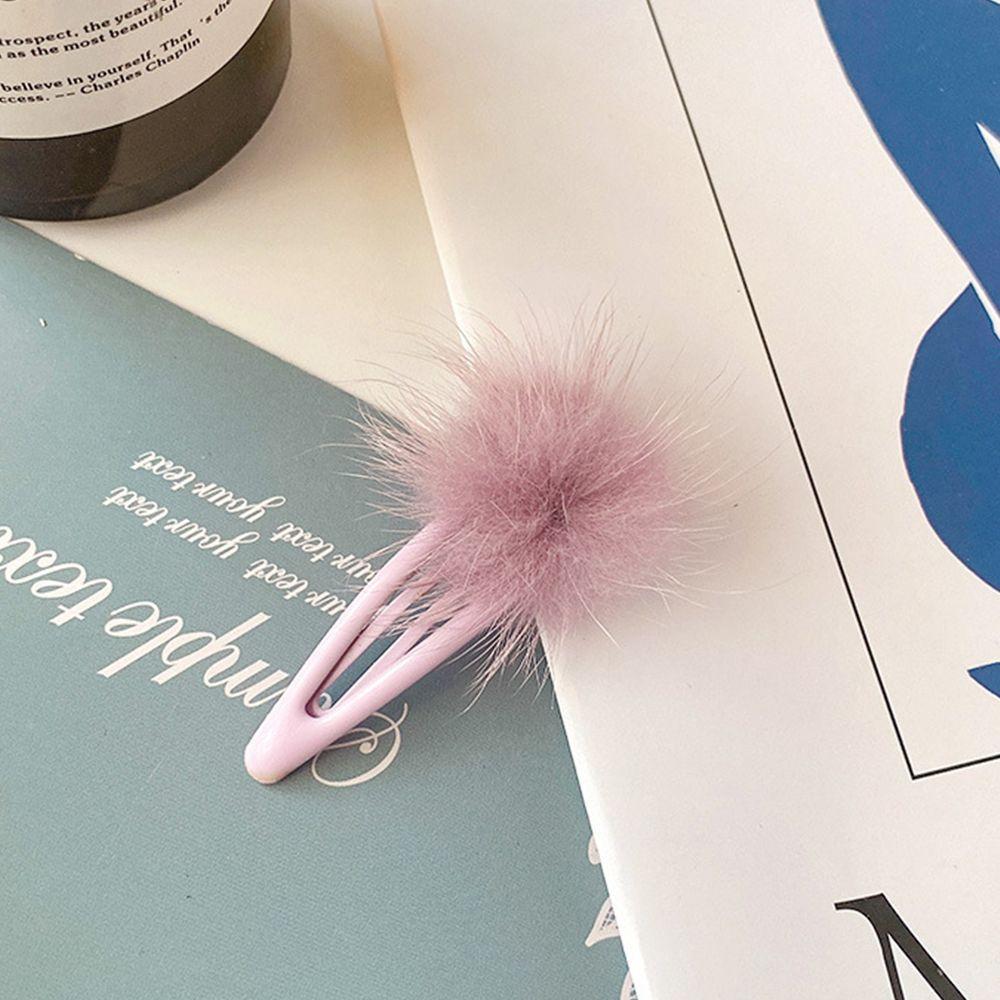 FORBETTER Kẹp Tóc Đính Bóng Lông Màu Kẹo Ngọt Phong Cách Hàn Quốc Dễ Thương