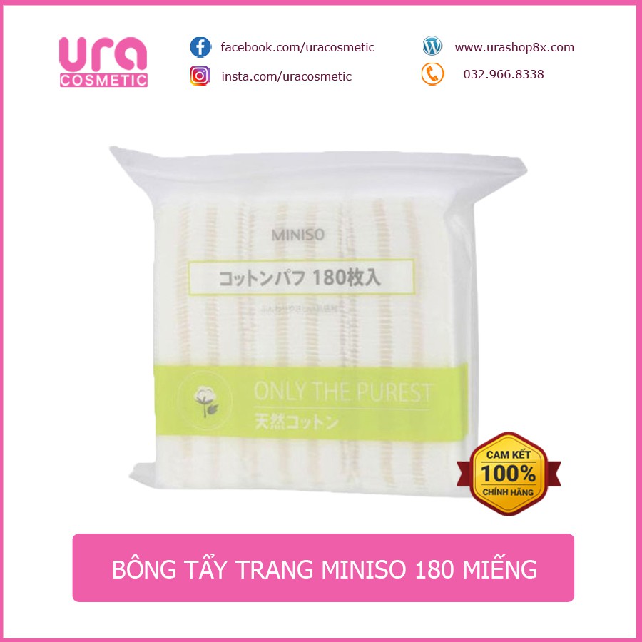 Gói - hộp bông tẩy trang Miniso 180miếng - 1000 miếng Nhật Bản