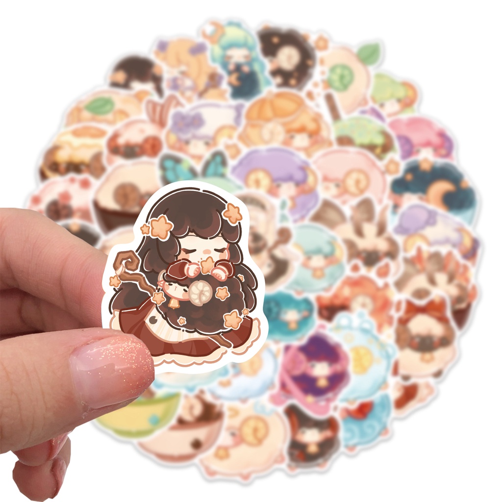 Bộ 50 Miếng Dán Trang Trí Nhiều Màu Sắc Hình Chú Cừu Dễ Thương