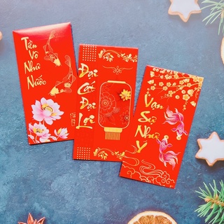 Xấp 10 bao lì xì 2025 giá xưởng, chất dày dặn, đựng vừa tờ 500k, bao lì xì tết
