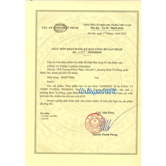 TaniZinc bổ sung Kẽm và Collagen