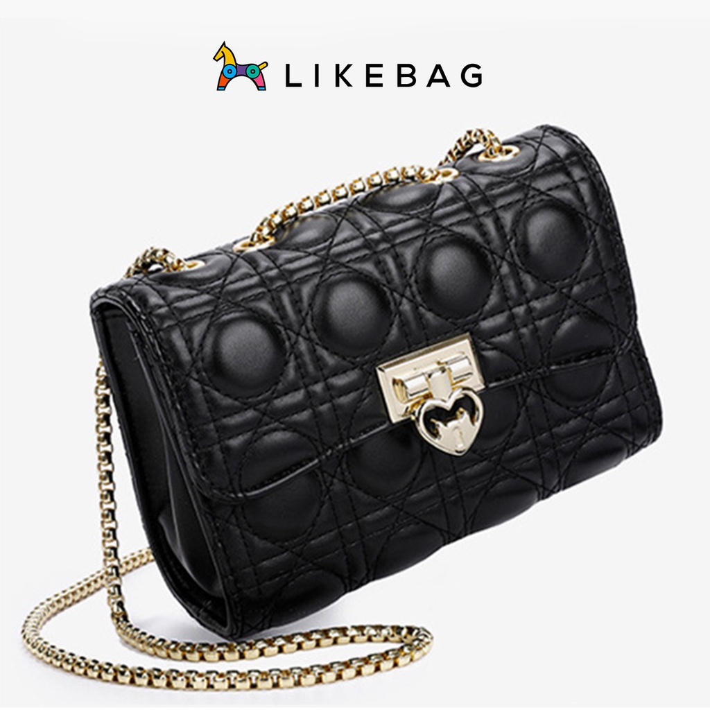 Túi đeo chéo, kẹp nách thời trang LIKEBAG vân nổi phối quai xích độc lạ CJ014 - LIBAGI