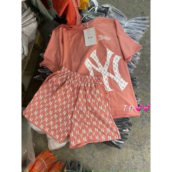 Set bộ cộc chữ NY quần in dày