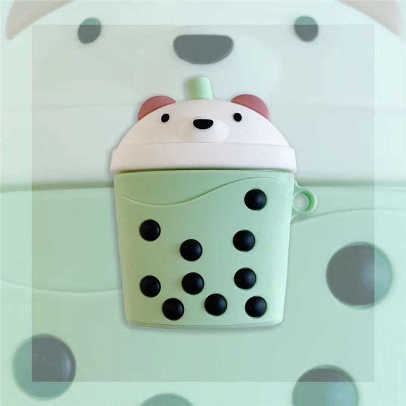 Pearl Milk Tea Silicone AirPods Case We Bare Bears + Bubble Tea Style Cute AirPods Cover boba tea