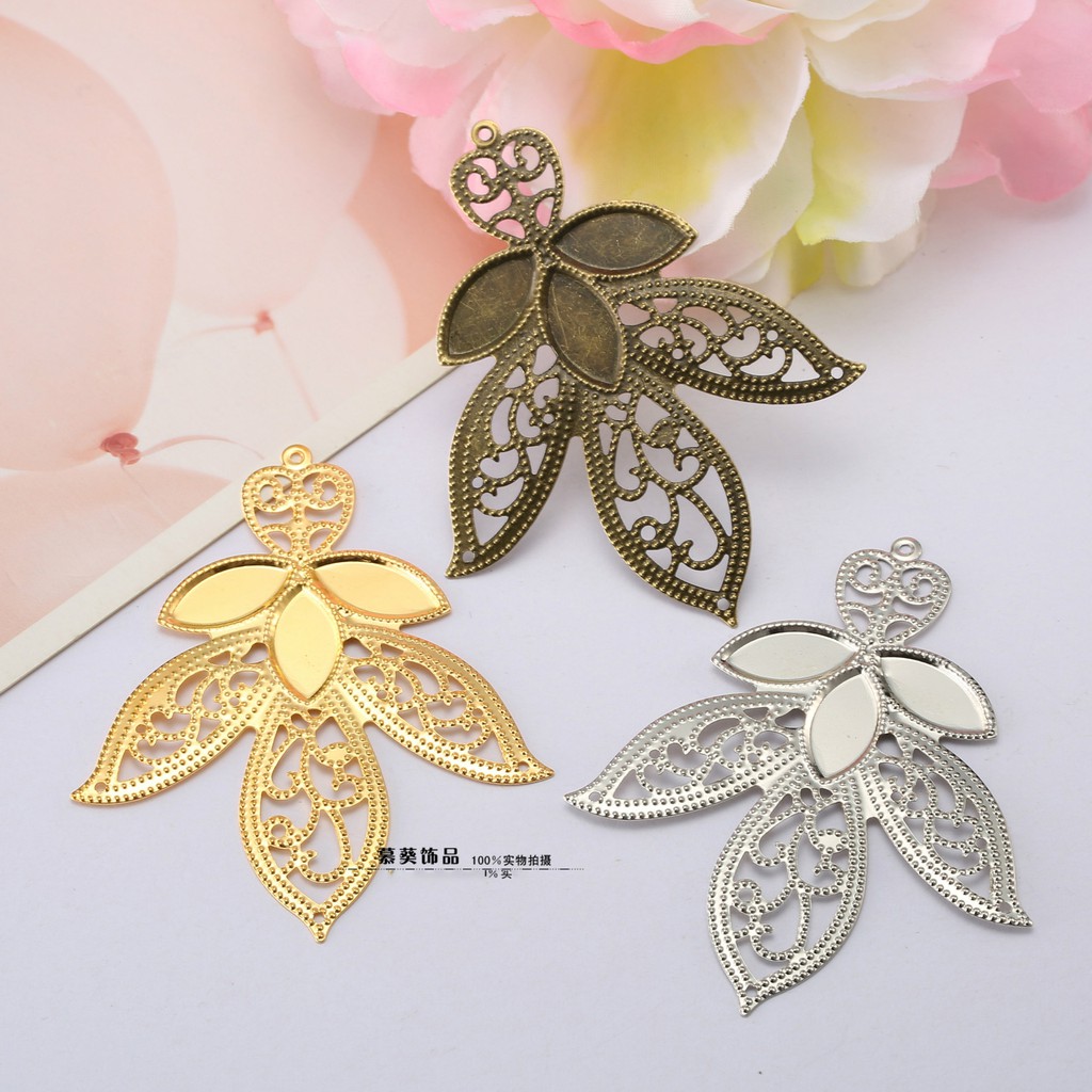 1 phiến hình lá 56*70mm làm vương miện lolita nguyên liệu làm trâm lam trang sức cổ trang