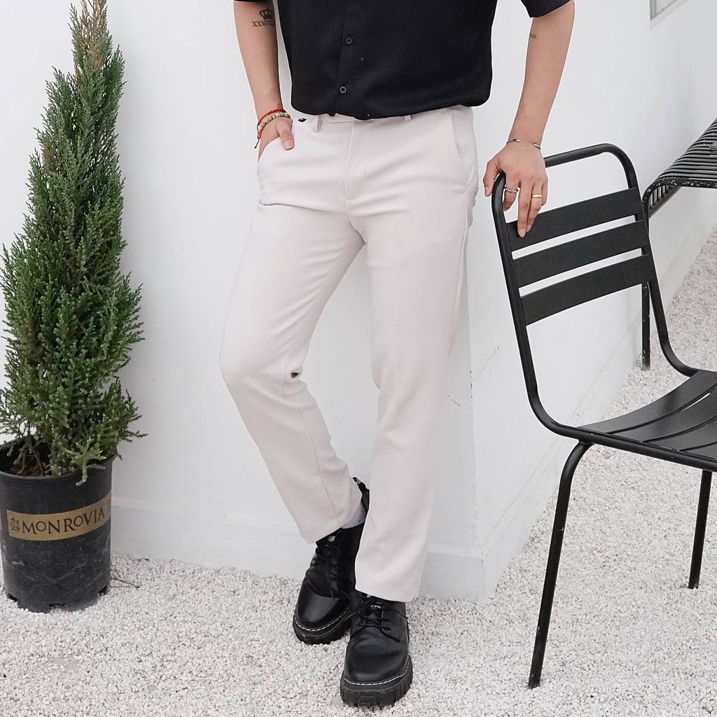 Quần tây âu nam Hàn Quốc  dáng ống côn chất vải tuyết mưa cao cấp không nhắn không xù đứng form - MALTRIK