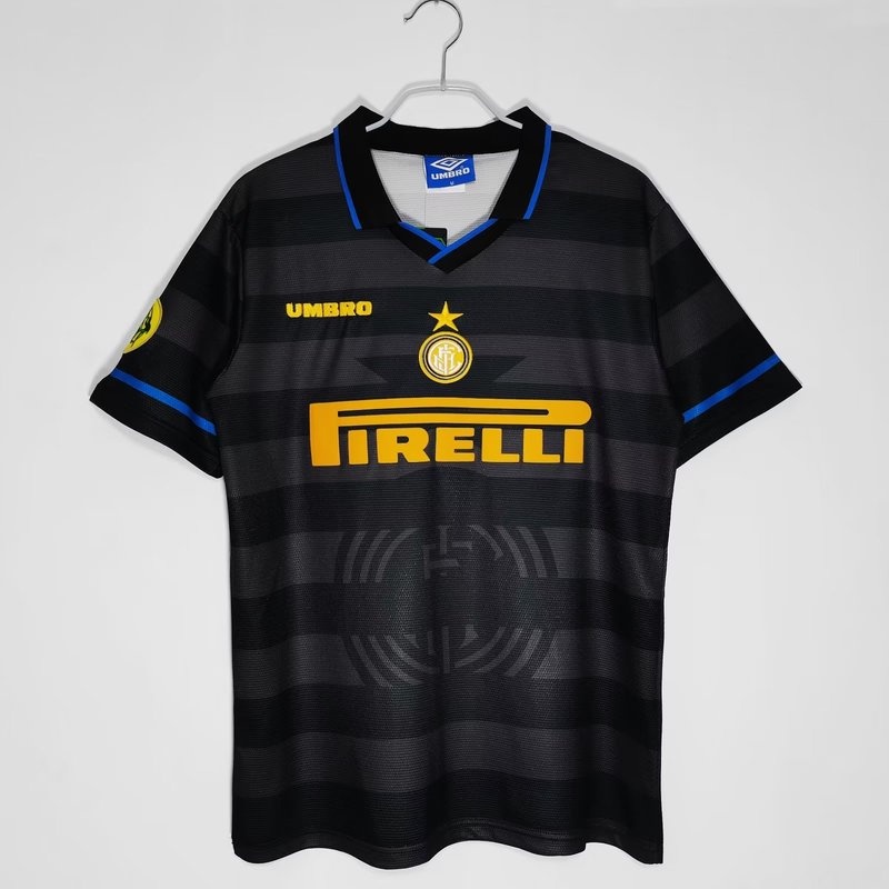 Áo Thun Bóng Đá Ngắn Tay Đội Tuyển Inter Milan Mùa Giải 1997 / 98 Mau Khô Size S-XXL