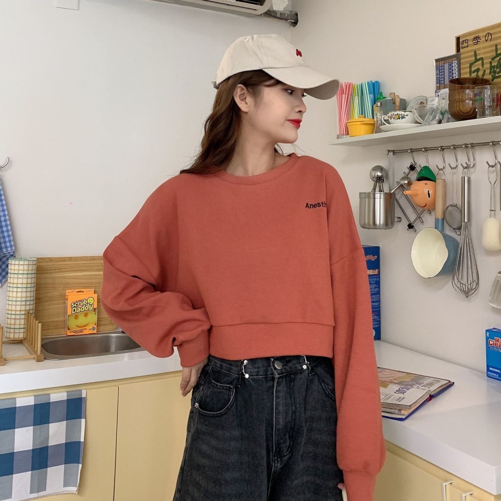 ❤️❤️Áo Sweater croptop tay dài dáng rộng thiết kế trẻ trung nữ | BigBuy360 - bigbuy360.vn