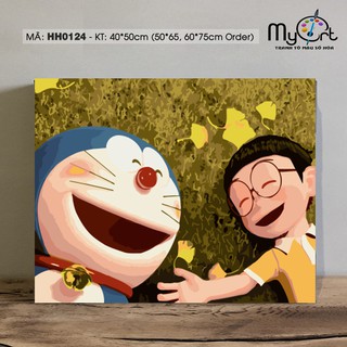 Tranh tô màu theo số HH0124 Tranh sơn dầu số hóa tự tô Anime hoạt hình Doraemon và Nobita