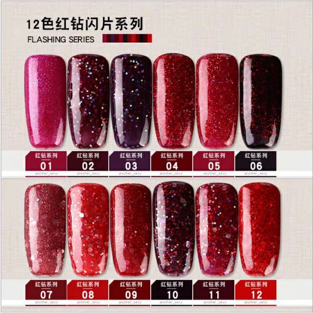 Sơn gel AS nhũ kim cương đỏ Thiên Di Nail