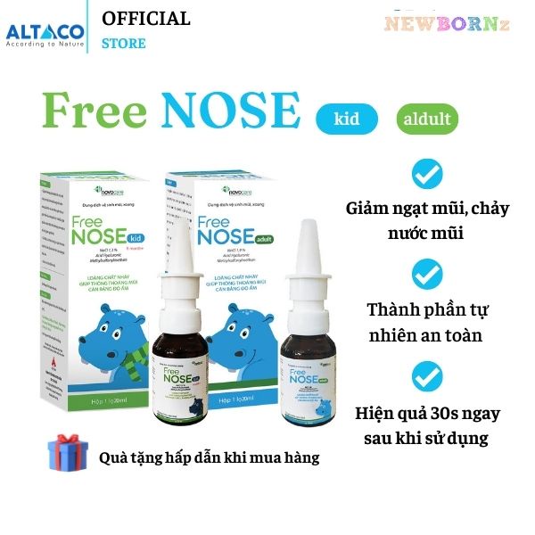 Xịt thông mũi xoang Freenose 20ml, giảm ngạt mũi, chảy nước mũi, dùng cho trẻ từ 6 tháng tuổi, an toàn, NewbornZ