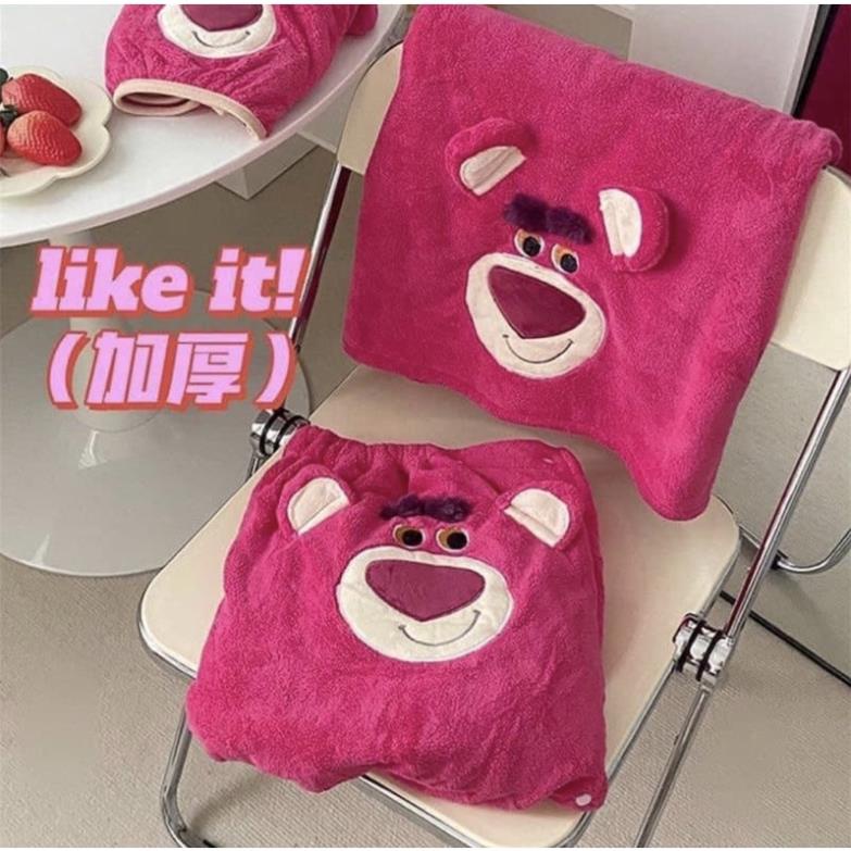 Set 2 Món Khăn Tắm + Khăn Mặt Gấu Hồng