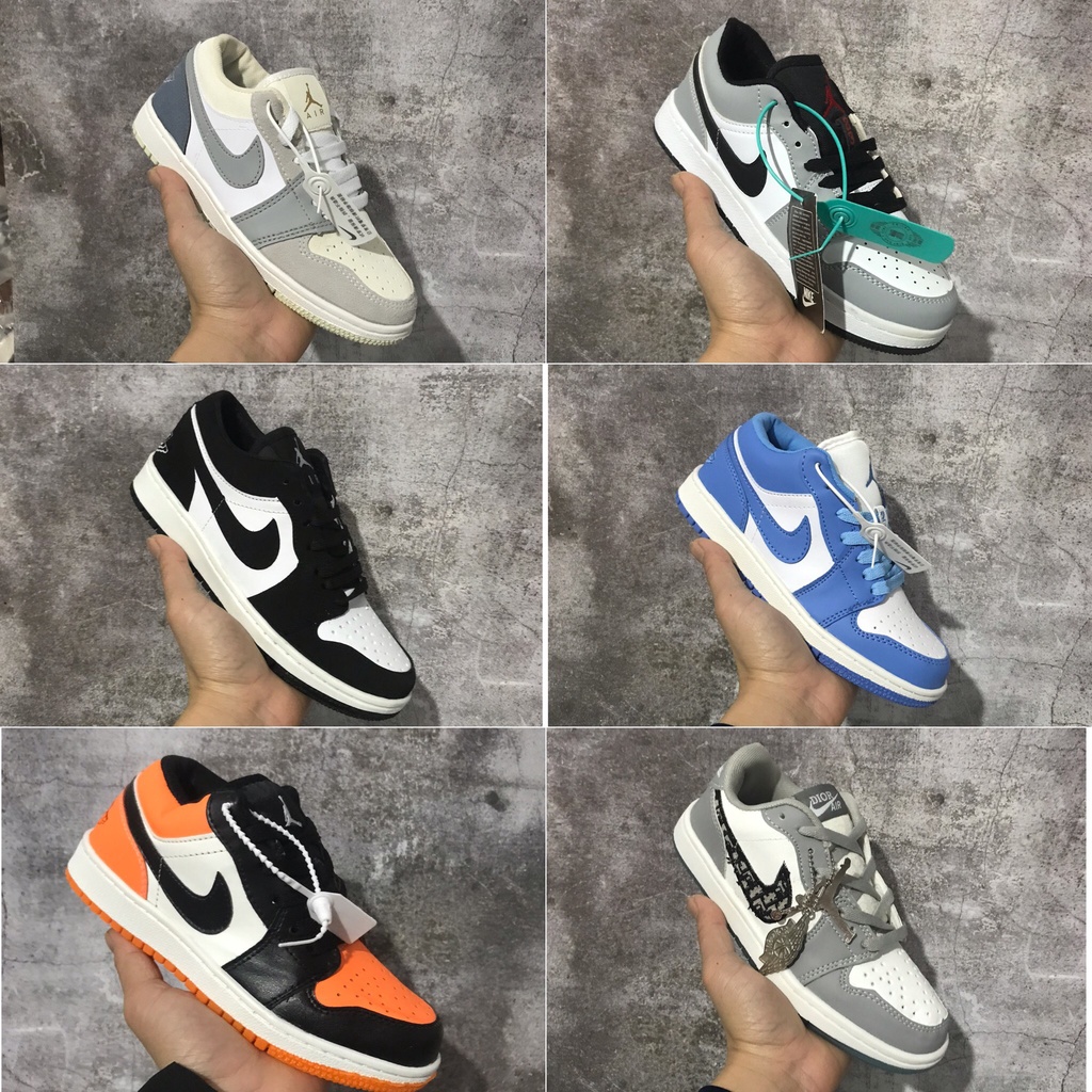 Giày thể thao JORDAN 1 cổ thấp các màu Hot trend nam nữ, Giày sneaker JD1 đen xám xanh dùng đi học,tập gym,chạy bộ