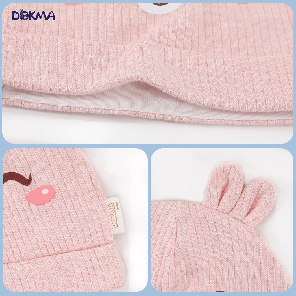 Mũ sơ sinh bo dày phối tai Dokma DS440