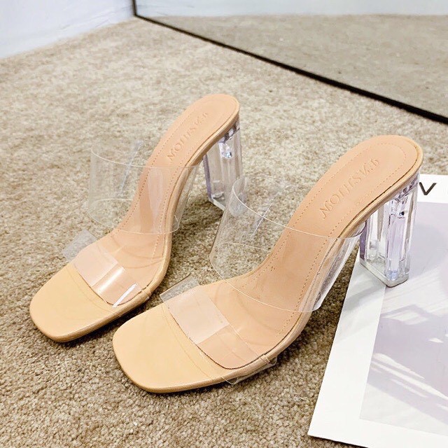 DÉP NỮ- GUỐC 2 QUAI QUAI TRONG GÓT TRONG 7CM- êm chân