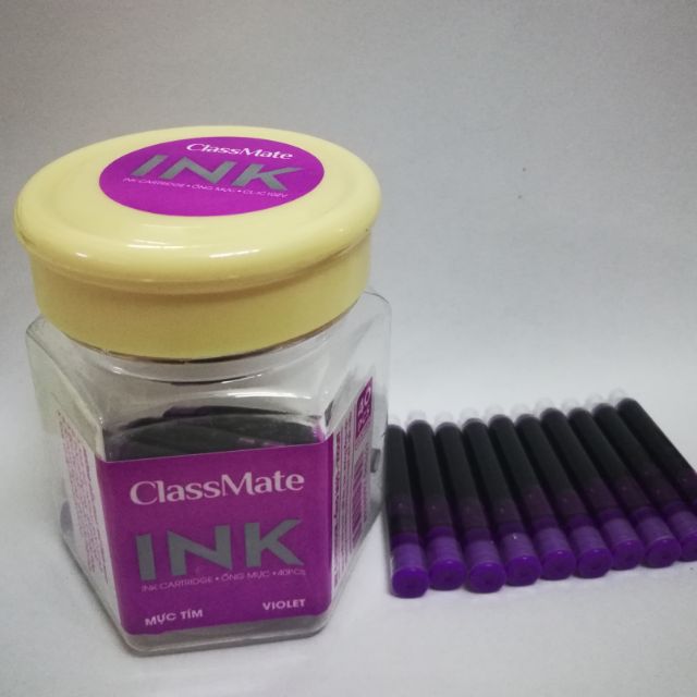 Hộp ống mực màu tím Ink Classmate (10 ống)