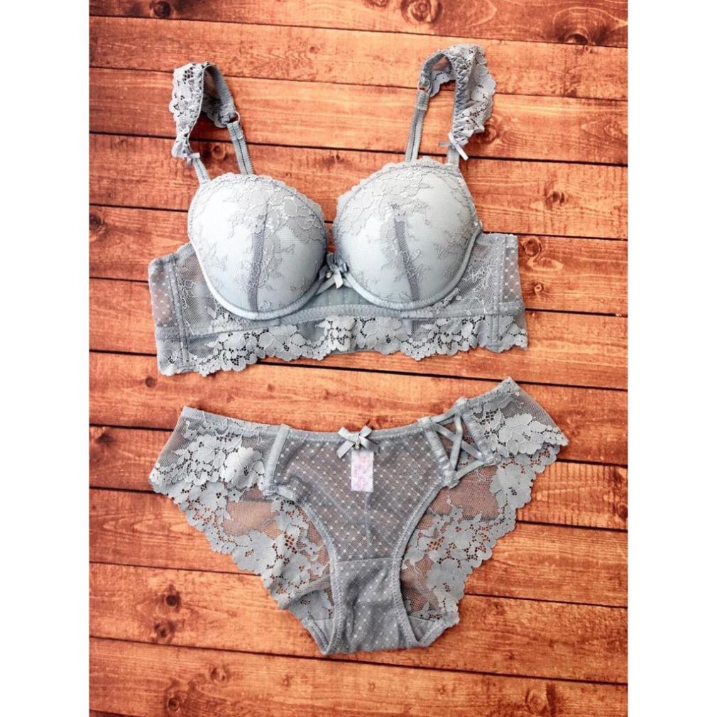 Bộ đồ lót B004 KL ren bèo mút xoài đẩy không gọng BL | BigBuy360 - bigbuy360.vn