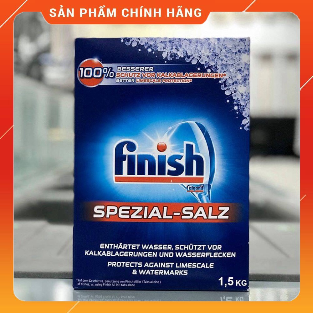 Combo rửa bát Finish: Hộp viên finish All In One 90 viên + Muối finish 1.5kg + Nước làm bóng 400ml - Nhập khẩu EU