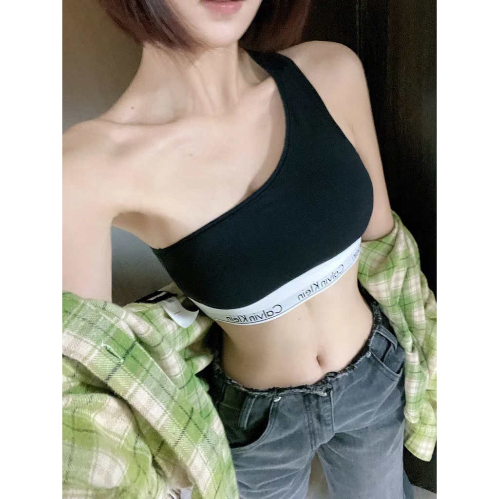 Set 2 Món Áo Bralette Một Vai + Quần Ngắn - Cotton Hiện Đại