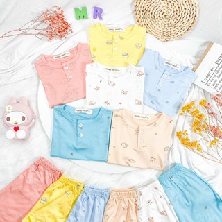 Bộ Cộc Tay Thun Lạnh Minky Mom Cổ Trụ Nền Màu In Họa Tiết Siêu Dễ Thương Cho Bé Namkidshop (QATE321)